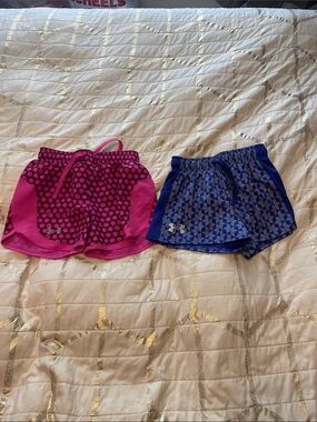 Under Armour Kids Pink and Blue Patterned Active Shorts Duo
